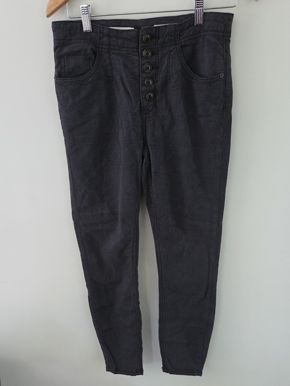 Pilcro By Anthropologie High-Rise Skinny Button-Front Embroidered Pants